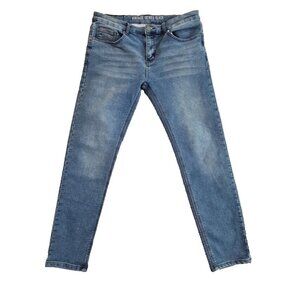 Vintage Genes Black Jeans Men's 34x32 Blue Denim Slim Fit Stretch French Terry